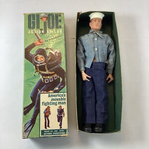 Vtg 1964 GI Joe Action Sailor Hasbro Painted Hair Toed Feet Pat Pend 7600 Box